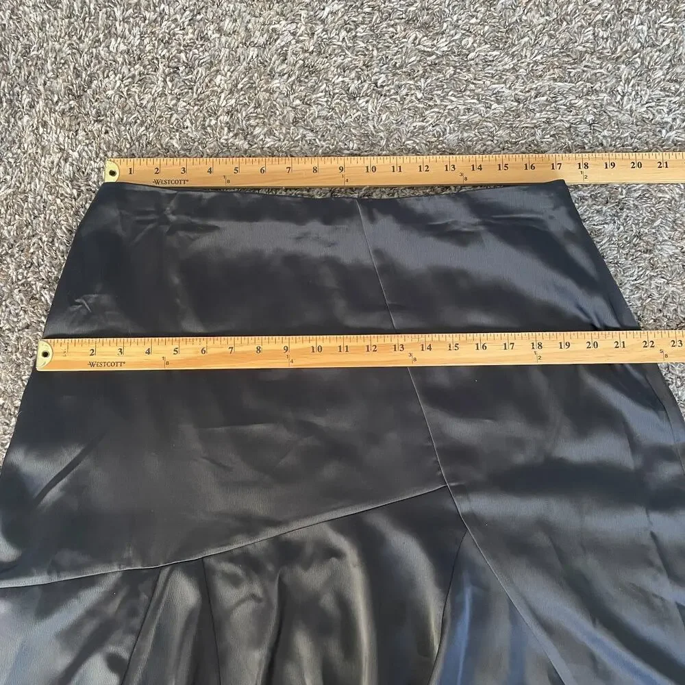 Y2K Skirt Size XL Black Satin Asymmetrical Party Fairy Grunge Whimsigoth Minimal